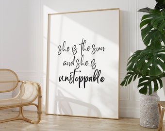 Greys Anatomy, Digital Download, She is the Sun, Unstoppable Quote, Gift for Her, For Best Friend, Inspirational Saying, Printable Wall Art