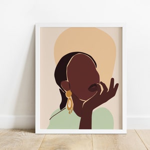 Black Girl Wall Art, Female Abstract Art Print, Black Woman Wall Art, African Woman Printable, Feminine Art, Female Illustration, Dorm Decor