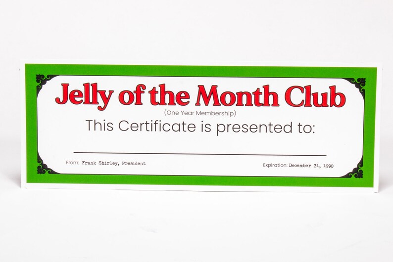 Christmas Vacation Jelly of the Month Certificate Griswold-1