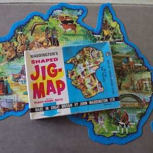 Vintage Waddingtons Jig Map Australia Shaped Puzzle