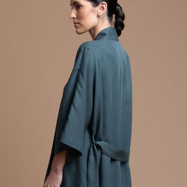 Kimono Robe, Short Robe, Tencel Robe, Sustainable Fabric Robe, Loungewear Robe, Kimono Jacket, One Size, Made in America, Made in USA