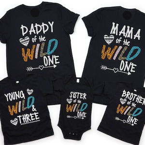 Young Wild and Three, 3rd Birthday Shirt, Family Birthday Shirt Set, Young Wild and Three Set, Girl&#39;s Birthday Shirt, Third Birthday, Family