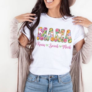 Mom Shirt, Personalized Mom Shirt, Gift For Mom, Gift For Grandma, Shirt With Kids Names, Grandma Shirt,Mom Shirt Kids Names shirt, mama cus
