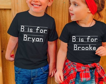 Kids Back to School Shirt, Personalized Kids Name Shirt, First Day of School Shirt, School Kids Shirt, Custom Alphabet Shirt, Students Shirt