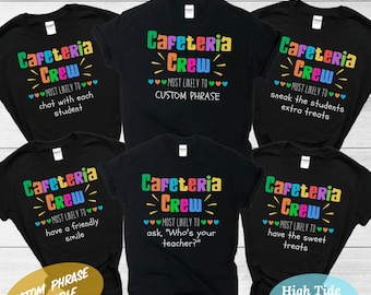Camisa personalizada del equipo de almuerzo, camisa de señoras del almuerzo escolar de nombre personalizado, camiseta del trabajador de la cafetería, camisa de la tripulación de la cafetería, camisa de la señora del almuerzo