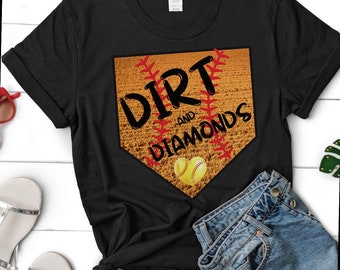 Game Day Softball Shirt, Dirt and Diamonds Softball Tee, Softball Shirts for Women, Mom Softball Tee, Cute Sports Tee, Baseball Shirts