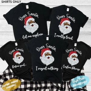 Black Christmas Santa Shirt, Brown Santa Matching Family Shirts, Black Santa Clause Tshirt, Funny Brown Santa Christmas Shirts