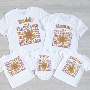 Matching Family Birthday Shirts, Threenager Toddler Tee, Cute Toddler Birthday Shirt, 3 year old Birthday Party Shirt, Cool Toddler Shirt