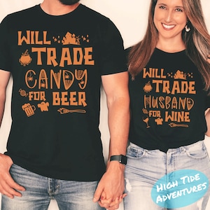 Funny Couples Halloween Shirts, Couple Halloween Shirts, Couple Sweaters, Funny Halloween T-Shirt Matching Halloween TShirts Halloween Party