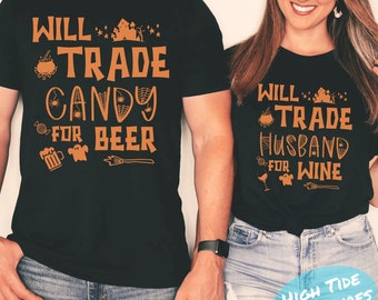 Funny Couples Halloween Shirts, Couple Halloween Shirts, Couple Sweaters, Funny Halloween T-Shirt Matching Halloween TShirts Halloween Party