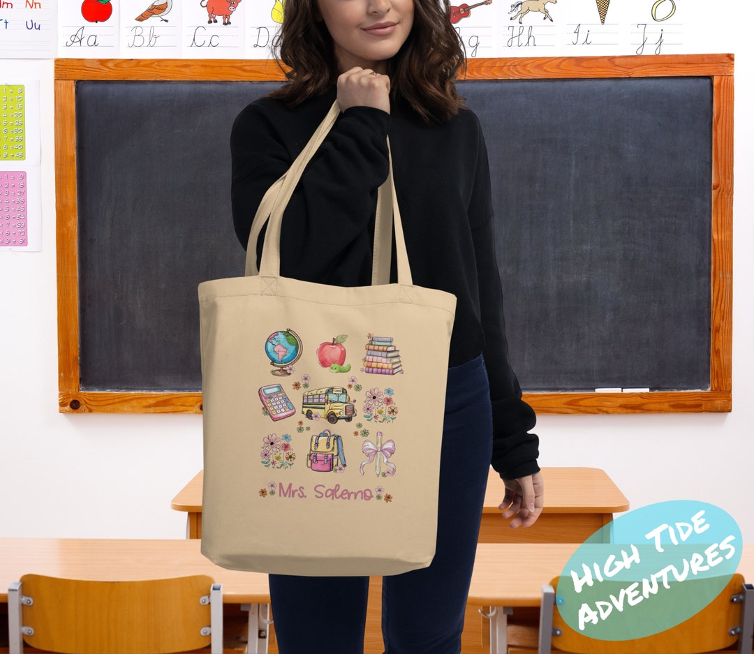 Personalized Teacher Tote Bag, Custom Teacher Bag, Pencil Rainbow Bag ...