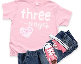 Threenager Toddler Tee, Cute Toddler Birthday Shirt, Graphic Tee for Three Year Old, 3 year old Birthday Party Shirt, Cool Toddler Shirt