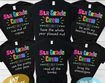 Zurück zu Schule Shirt 5. Grad Lehrer Shirts Höchstwahrscheinlich Lehrer T-Shirts Superlative Lehrer TShirt Fünfte Klasse Team Lehrer Shirt Matching