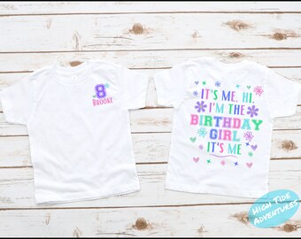 Chemise fille anniversaire arc-en-ciel, chemise anniversaire fille, T-shirt anniversaire nom personnalisé, chemise anniversaire filles arc-en-ciel, soirée à thème arc-en-ciel