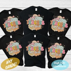 Retro Floral 2nd Grade Teacher Shirt, Second Grade Teacher T-Shirt, Elementary School Teacher Gift, Second Grade Squad Shirts, Spring Break