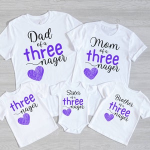 お揃いのファミリーバースデーシャツ、3歳児用Tシャツ、かわいい幼児用バースデーシャツ、3歳の誕生日パーティーシャツ、クールな幼児用シャツ