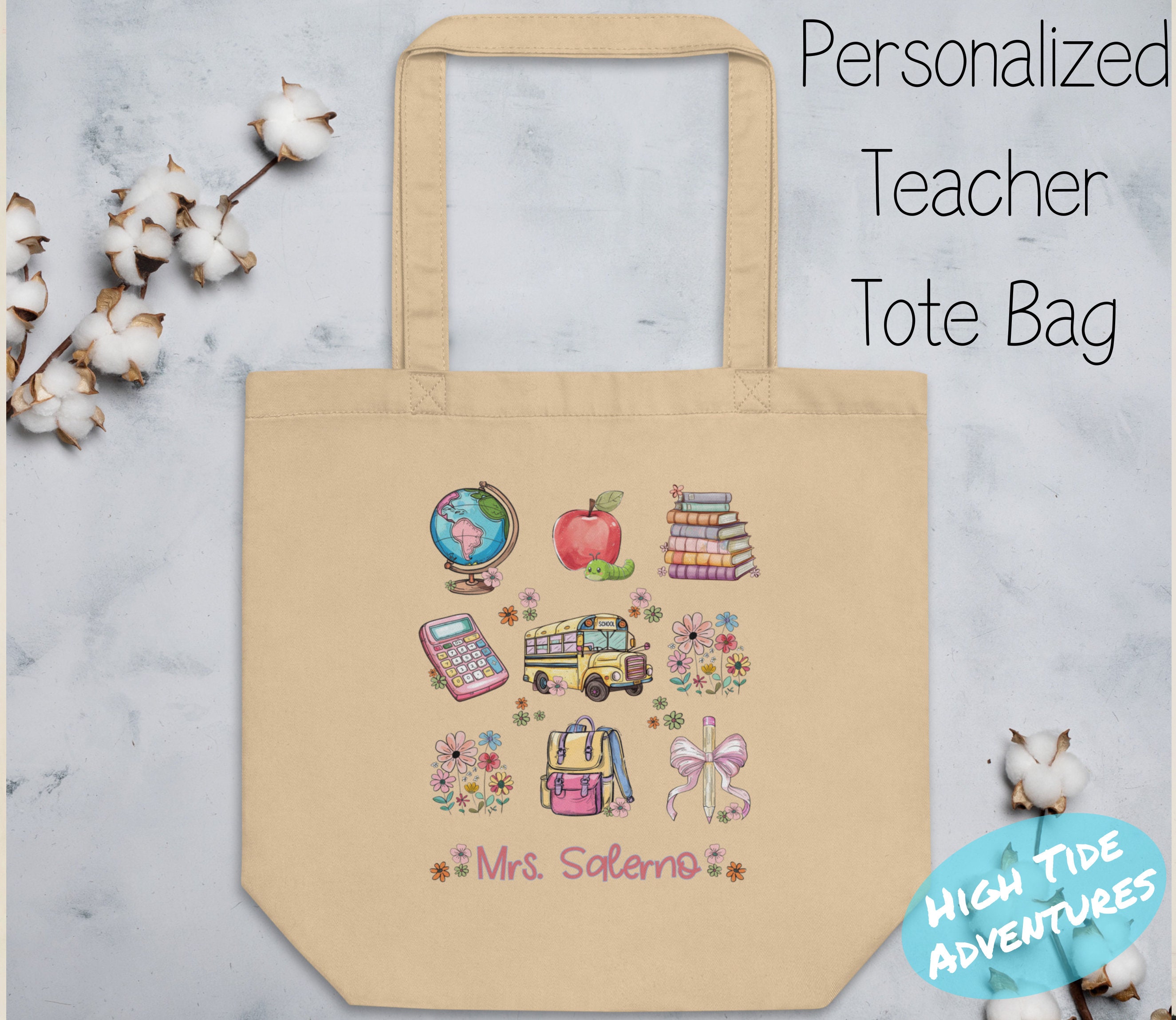 Personalized Teacher Tote Bag, Custom Teacher Bag, Pencil Rainbow Bag ...