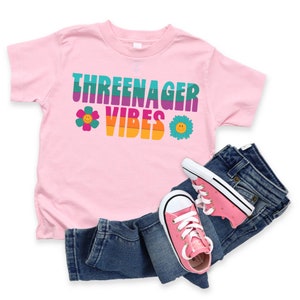 3rd BIRTHDAY shirt, Girl, Groovy, Toddler Shirt, Threenager, Young Wild and Three, Daisy and Flowers Toddler Tee, Kids Third Birthday Shirt