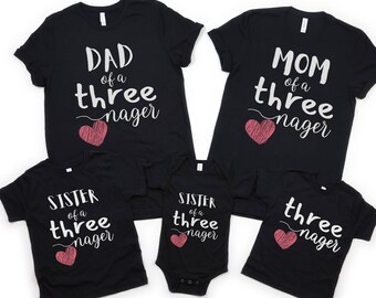 Matching Family Birthday Shirts, Threenager Toddler Tee, Cute Toddler Birthday Shirt, 3 year old Birthday Party Shirt, Cool Toddler Shirt