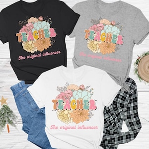 Wildflower Teacher Name Shirt, Custom Teacher TShirt, Personalized Teacher T Shirt, Gift for Teacher, Cute Teacher Tee, Groovy Teacher Shirt