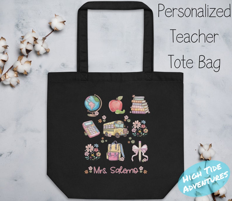 Personalized Teacher Tote Bag, Custom Teacher Bag, Pencil Rainbow Bag ...