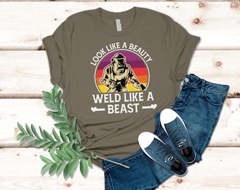 Frauen-Schweißer-Shirt, lustige Schweißer-Shirts. GESCHENK FÜR Schweißer, Schweiß-T-Shirt, Pipeline-Schweißer, Schweißlehre, Metallarbeiter, Mädchen schweißt