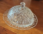 Anchor Hocking Prescut Clear Glass Butter / Candy Dish with a pineapple cut design in clear glass