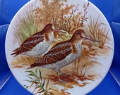 Vintage Hand Painted Plate - Pair of Woodcocks -  Limoges France - Artist: P. Lenoir