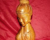 Polynesian Style Monkey Pod Bust of a Woman - 1960's