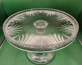 Antique Marsh Fern pattern Cake Stand by Riverside Glass circa 1900