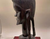 Vintage African Male Bust - Beautifully Hand Carved Wooden Statue