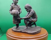 Vintage Signed Bronze Sculpture by Dean Shipston - "Sharing of the Well"