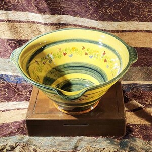 Terre e Provence 14.75 In Mixing Bowl in Divers Pattern with a Green Rim