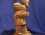 Vintage Wooden Hand Carved Pilgrim / Trader Traveler Statue