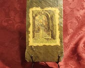 Wish Gates, Old New Orleans Sketched Print Mounted on Antique Slate by Don Davey 1967