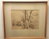 Kenneth Leland Washburn Original Drawing- Johnny Parsons Club, Cornell University, Graphite on Paper, 21 x 18 with frame