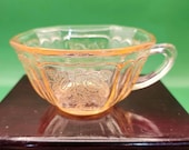 Anchor Hocking Mayfair Pink Open Rose Cup Depression Glass 1930s