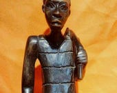 African Wood Sculpture of a Farmer