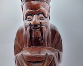 Vintage 12 in Tall Wooden Chinese Statue