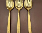 Set of Three (3) Oval Soup Spoons - Viners of Sheffield Golden Firense (Gold Electroplate)