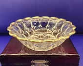 Jeanette Gold Rimmed Thumbprint Individual Fruit Bowl - 1950s Depression Glass