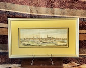 Antique Original  1642 Topographia Germaniae Hand Colored Etching of the Dutch Port Town Groningen