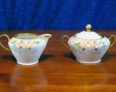 OEPIAG Royal Sugar Bowl and Creamer - Hand painted by E. Robertson in 1928
