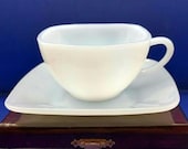Vintage 1950s Fire King Azurite Blue Charm Cup and Saucer