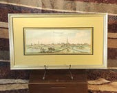 Antique Original  1642 Topographia Germaniae Hand Colored Etching of the Dutch Port City Levwarden (Leeuwarden)