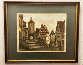 Signed Etching by Ernst Geissendorfer Entitled "Plonlein" 1960's