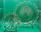 Vintage Anchor Hocking Old Colony Lace Dinner Plate and Bowl Set - 1930's