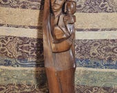 African Hardwood Statue of a Mother and Child