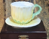 Bombay Company Yellow Flower Gerber Daisy Cup Saucer Set Yellow WY Mark 1994