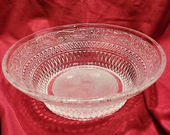 Vintage KIG Malaysia Glass Bowl in Fleur De Lis pattern 1970s